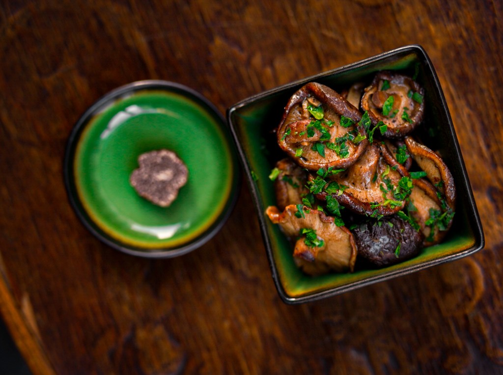 Shitakés flambés au whiskey